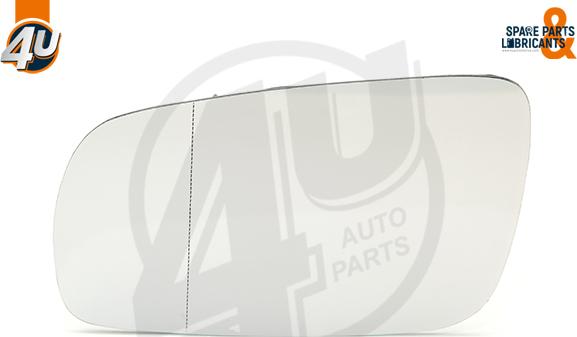 4U Autoparts 41516VV - Spoguļstikls, Ārējais atpakaļskata spogulis adetalas.lv