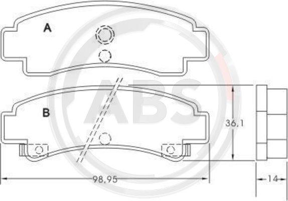 A.B.S. 36704 - Bremžu uzliku kompl., Disku bremzes adetalas.lv