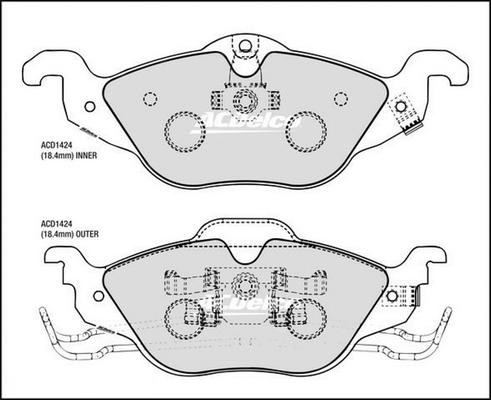 ACDelco ACD1424 - Bremžu uzliku kompl., Disku bremzes adetalas.lv