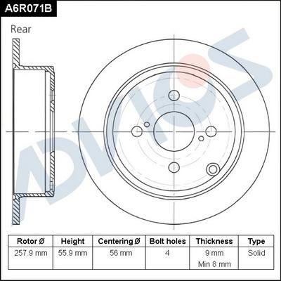 Advics A6R071B - Bremžu diski adetalas.lv