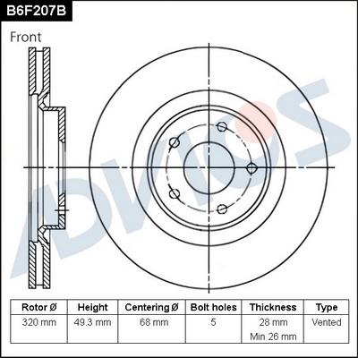 Advics B6F207B - Bremžu diski adetalas.lv