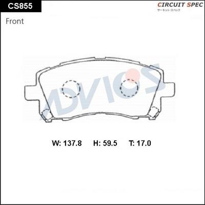 Advics CS855 - Bremžu uzliku kompl., Disku bremzes adetalas.lv