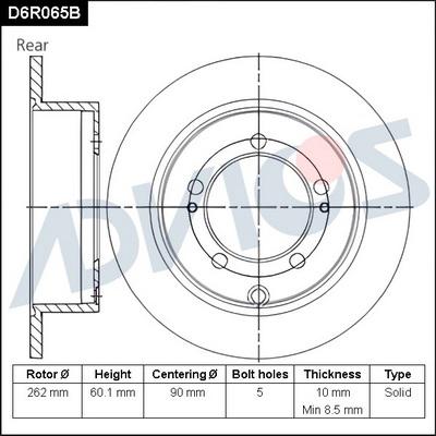 Advics D6R065B - Bremžu diski adetalas.lv