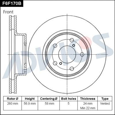 Advics F6F170B - Bremžu diski adetalas.lv