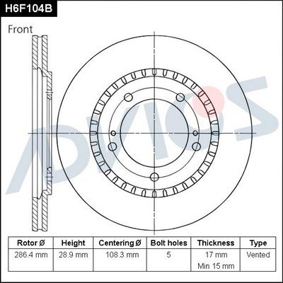 Advics H6F104B - Bremžu diski adetalas.lv