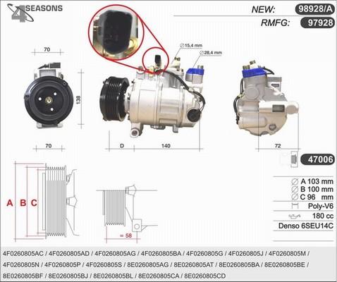 AHE 98928/A - Kompresors, Gaisa kond. sistēma adetalas.lv