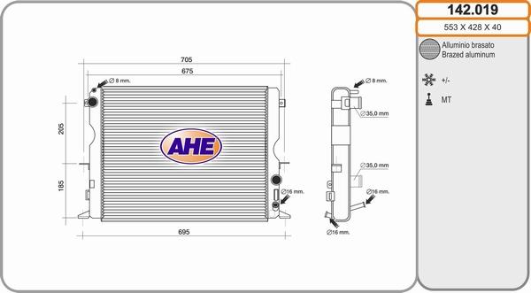 AHE 142.019 - Radiators, Motora dzesēšanas sistēma adetalas.lv