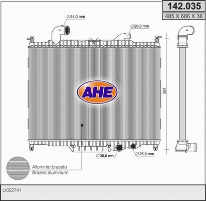 AHE 142.035 - Radiators, Motora dzesēšanas sistēma adetalas.lv