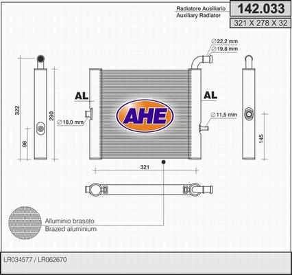 AHE 142.033 - Radiators, Motora dzesēšanas sistēma adetalas.lv