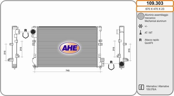 AHE 109.303 - Radiators, Motora dzesēšanas sistēma adetalas.lv