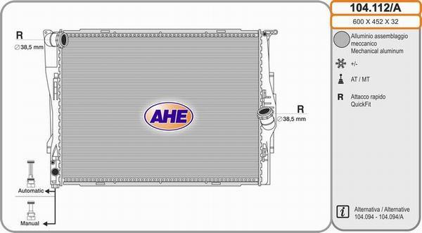 AHE 104.112/A - Radiators, Motora dzesēšanas sistēma adetalas.lv