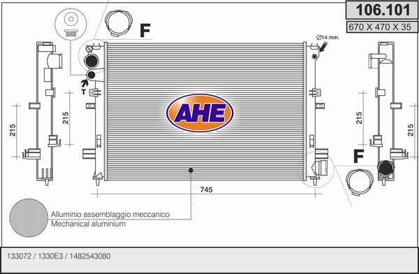 AHE 106.101 - Radiators, Motora dzesēšanas sistēma adetalas.lv