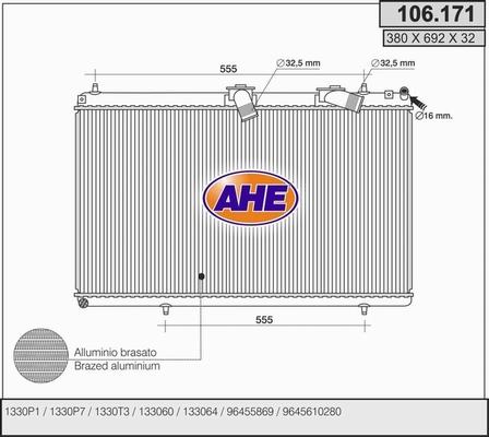 AHE 106.171 - Radiators, Motora dzesēšanas sistēma adetalas.lv