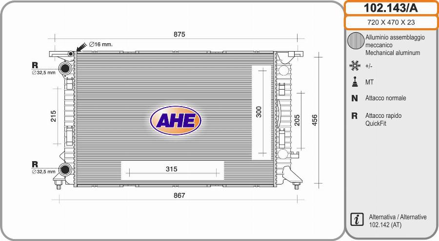 AHE 102.143/A - Radiators, Motora dzesēšanas sistēma adetalas.lv