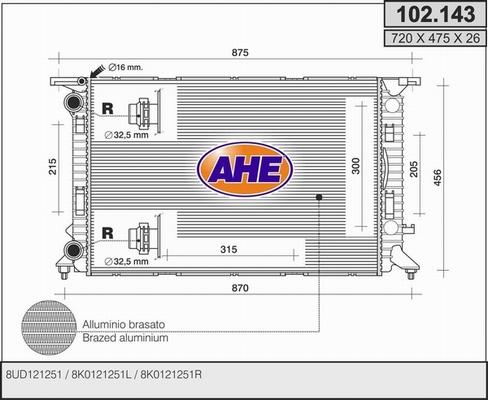 AHE 102.143 - Radiators, Motora dzesēšanas sistēma adetalas.lv