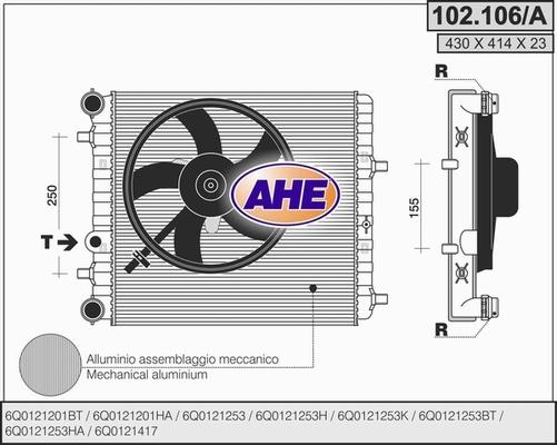 AHE 102.106/A - Radiators, Motora dzesēšanas sistēma adetalas.lv