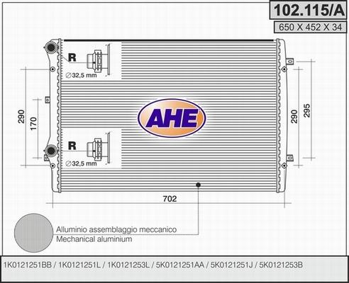 AHE 102.115/A - Radiators, Motora dzesēšanas sistēma adetalas.lv