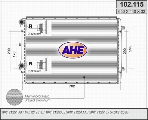 AHE 102.115 - Radiators, Motora dzesēšanas sistēma adetalas.lv