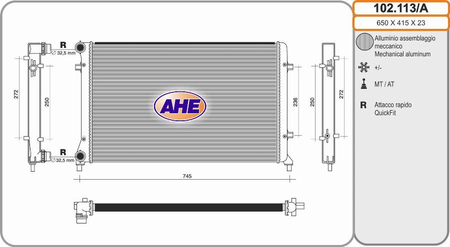 AHE 102.113/A - Radiators, Motora dzesēšanas sistēma adetalas.lv