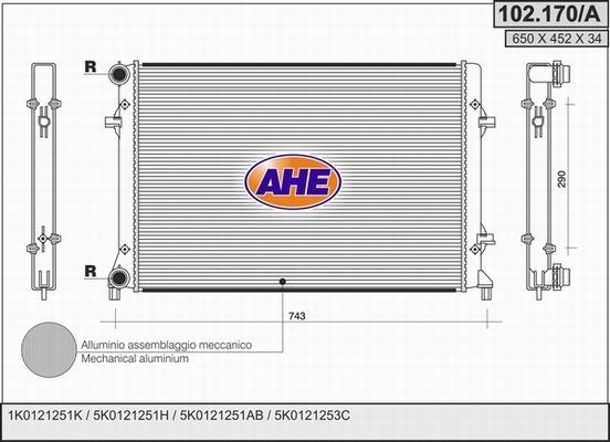 AHE 102.170/A - Radiators, Motora dzesēšanas sistēma adetalas.lv