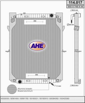 AHE 114.017 - Radiators, Motora dzesēšanas sistēma adetalas.lv