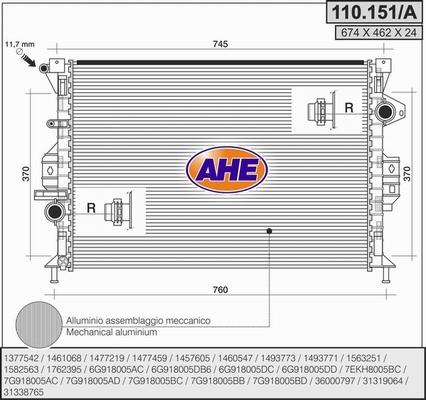 AHE 110.151/A - Radiators, Motora dzesēšanas sistēma adetalas.lv