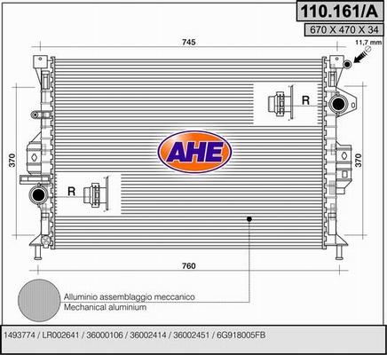 AHE 110.161/A - Radiators, Motora dzesēšanas sistēma adetalas.lv