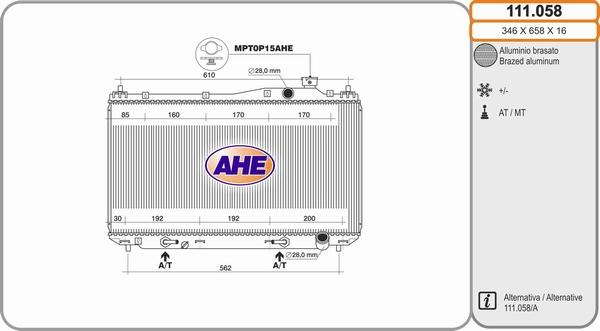 AHE 111.058 - Radiators, Motora dzesēšanas sistēma adetalas.lv