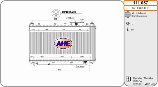 AHE 111.057 - Radiators, Motora dzesēšanas sistēma adetalas.lv