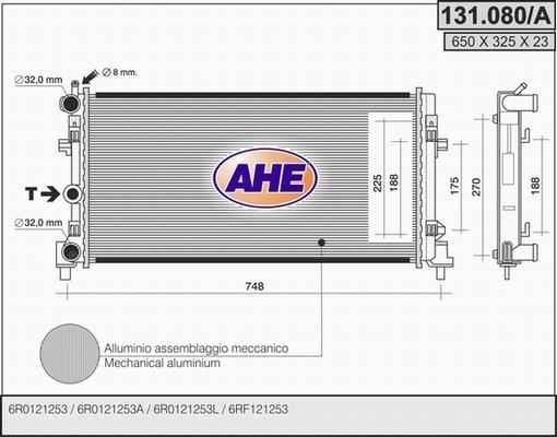 AHE 131.080/A - Radiators, Motora dzesēšanas sistēma adetalas.lv