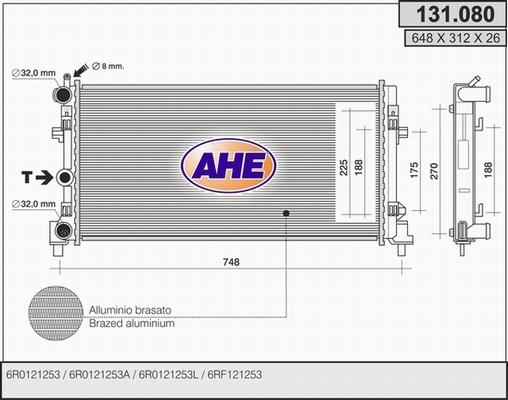 AHE 131.080 - Radiators, Motora dzesēšanas sistēma adetalas.lv