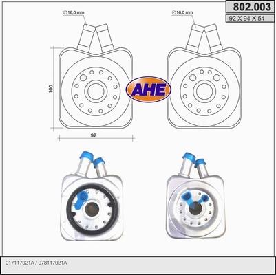 AHE 802.003 - Eļļas radiators, Motoreļļa adetalas.lv