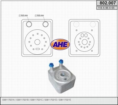 AHE 802.007 - Eļļas radiators, Motoreļļa adetalas.lv