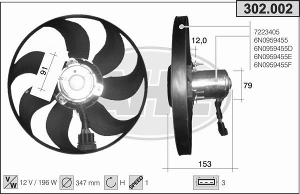 AHE 302.002 - Ventilators, Motora dzesēšanas sistēma adetalas.lv