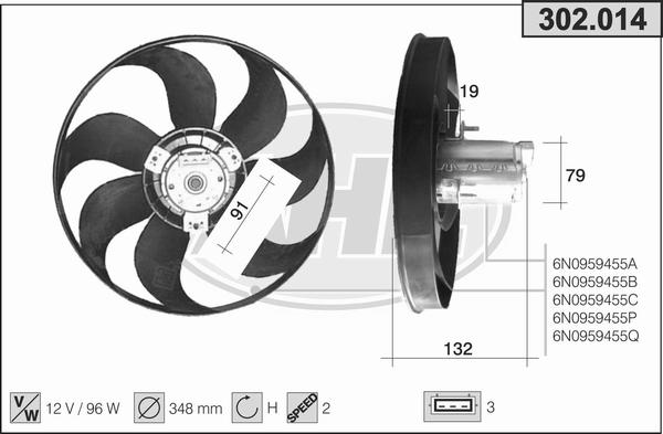 AHE 302.014 - Ventilators, Motora dzesēšanas sistēma adetalas.lv