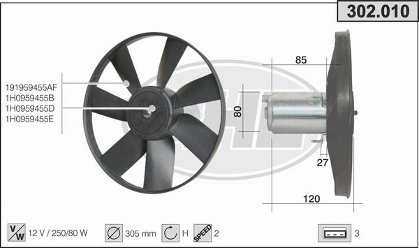 AHE 302.010 - Ventilators, Motora dzesēšanas sistēma adetalas.lv