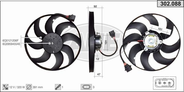 AHE 302.088 - Ventilators, Motora dzesēšanas sistēma adetalas.lv