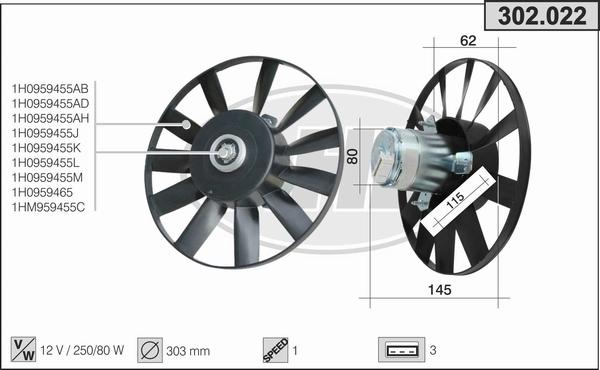 AHE 302.022 - Ventilators, Motora dzesēšanas sistēma adetalas.lv