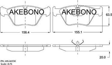 Akebono AN-4435KE - Bremžu uzliku kompl., Disku bremzes adetalas.lv