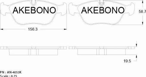 Akebono AN-4053KE - Bremžu uzliku kompl., Disku bremzes adetalas.lv