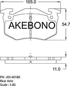 Akebono AN-4018KE - Bremžu uzliku kompl., Disku bremzes adetalas.lv