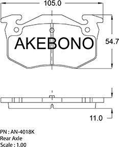 Akebono AN-4018K - Bremžu uzliku kompl., Disku bremzes adetalas.lv