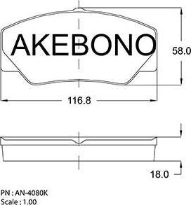 Akebono AN-4080KE - Bremžu uzliku kompl., Disku bremzes adetalas.lv