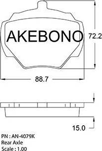 Akebono AN-4079K - Bremžu uzliku kompl., Disku bremzes adetalas.lv