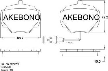 Akebono AN-4079WK - Bremžu uzliku kompl., Disku bremzes adetalas.lv