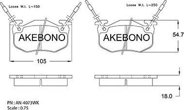 Akebono AN-4073WK - Bremžu uzliku kompl., Disku bremzes adetalas.lv