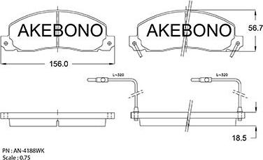 Akebono AN-4188WKE - Bremžu uzliku kompl., Disku bremzes adetalas.lv