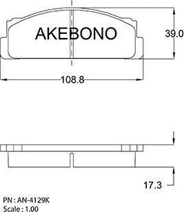 Akebono AN-4129KE - Bremžu uzliku kompl., Disku bremzes adetalas.lv