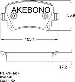 Akebono AN-4367K - Bremžu uzliku kompl., Disku bremzes adetalas.lv