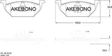 Akebono AN-4320KE - Bremžu uzliku kompl., Disku bremzes adetalas.lv